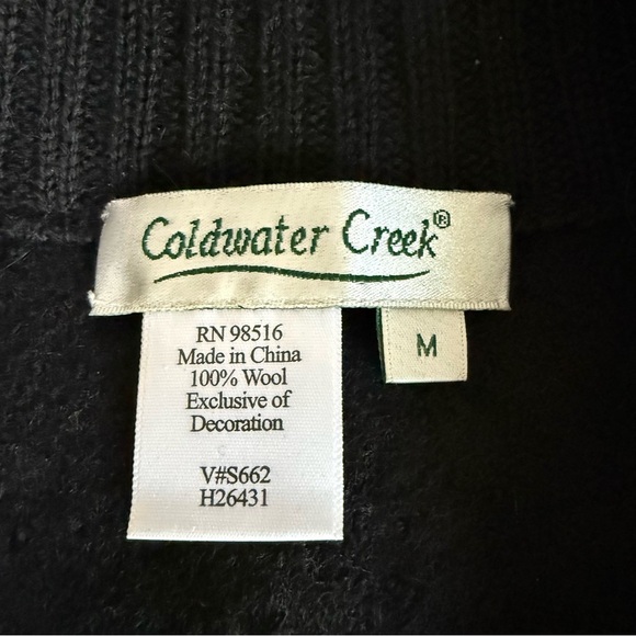 Coldwater Creek Size Medium Wool Vest Sleeveless Winter Cat Mock Neck Zip Front - Picture 5 of 7
